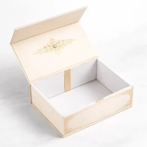 Custom collapsible rigid boxes that fold flat with premium printed gift packaging